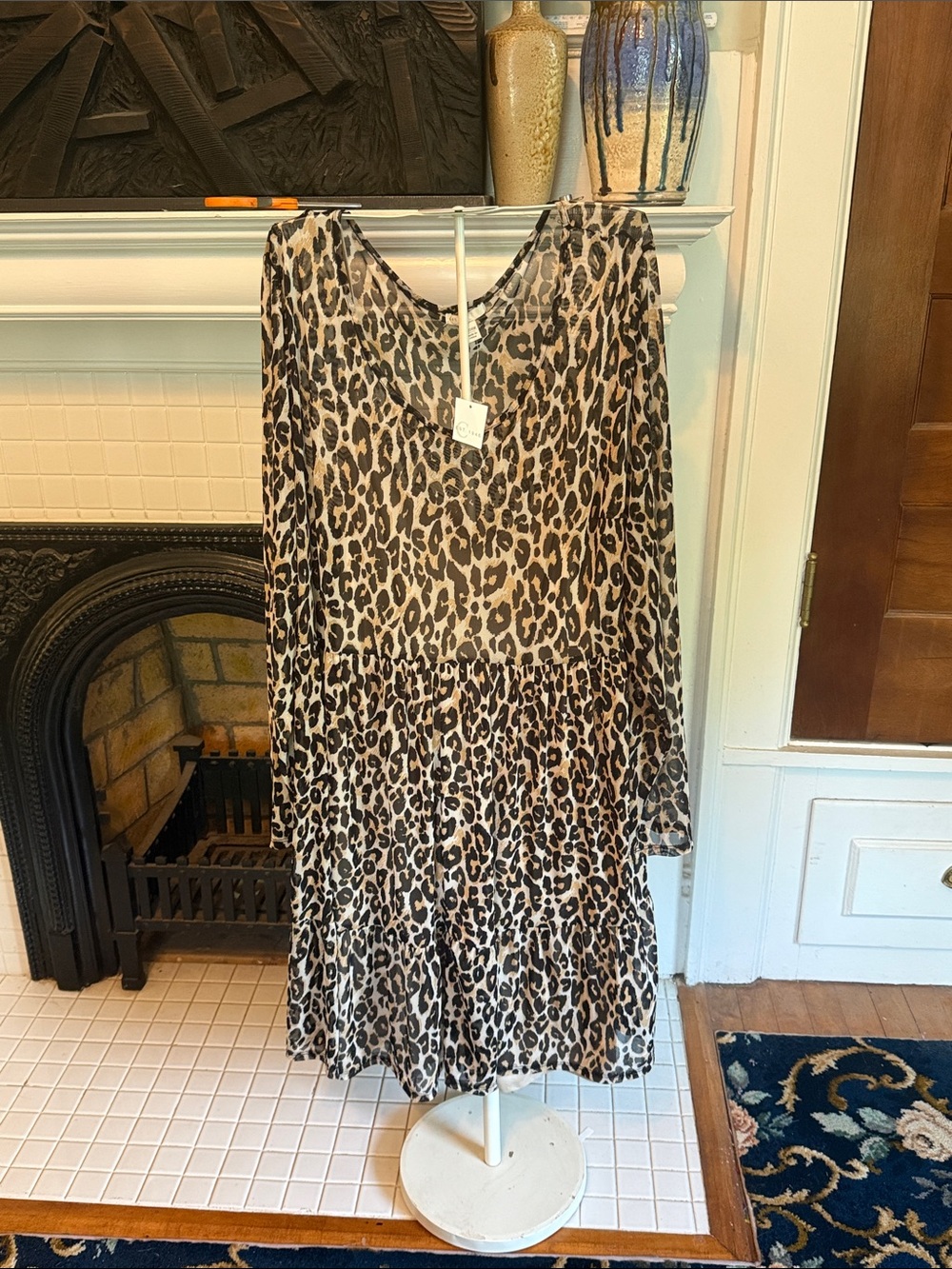 Cato Plus Size‎ Leopard-Print Tiered Midi Dress in Mesh- NWT. Retail 49.99